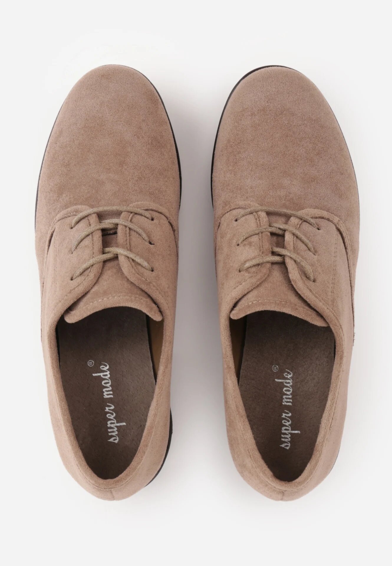super mode Pantofi Oxford cu toc gros și talpă profilată cu branț din piele naturală Ajonia Bej închis