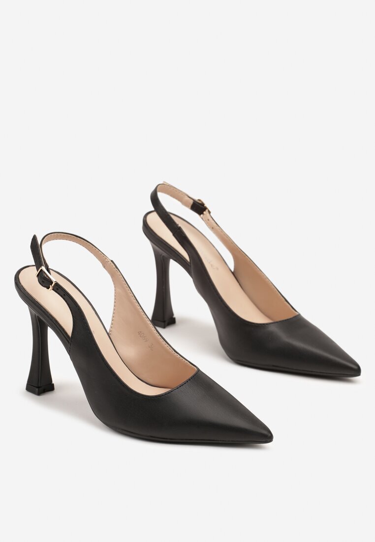 super mode Sandale Negre cu toc tip Slingback Dolandra