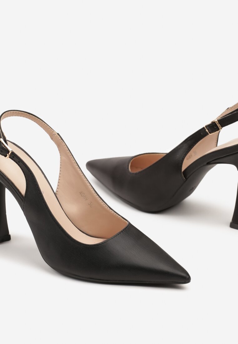super mode Sandale Negre cu toc tip Slingback Dolandra
