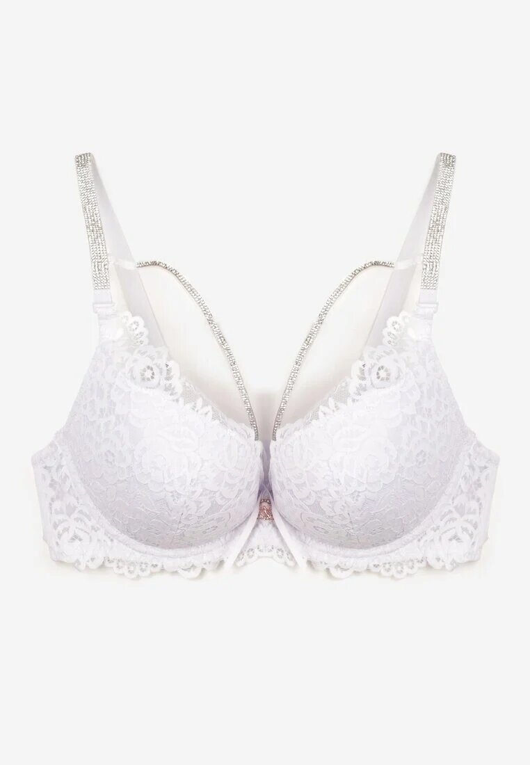  Sutien Alb Din dantelă cu Zirconii și Efect Push-Up Ivantia