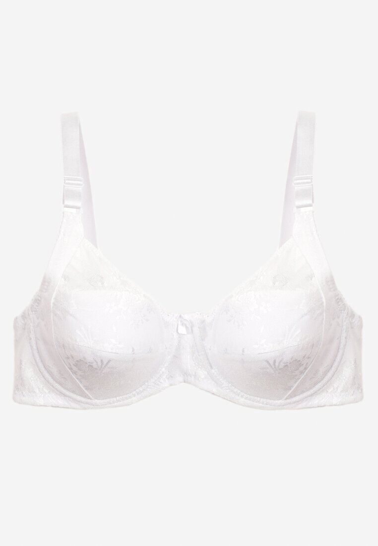  Sutien Alb din Dantelă Full Cup cu Bretele Reglabile Dimela