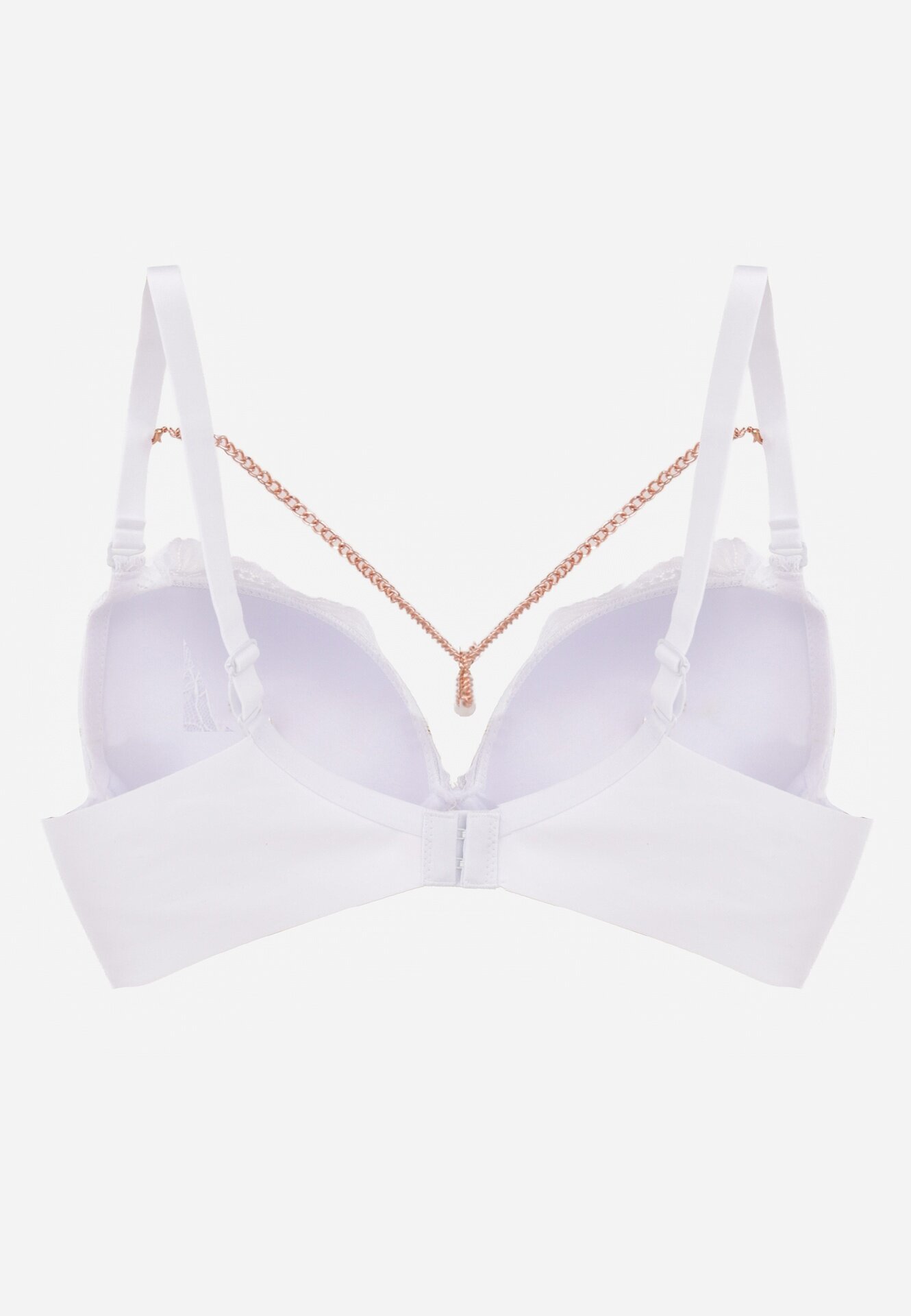 Sutien Alb Push Up Decorat cu Lanț cu Cristal Brinanna