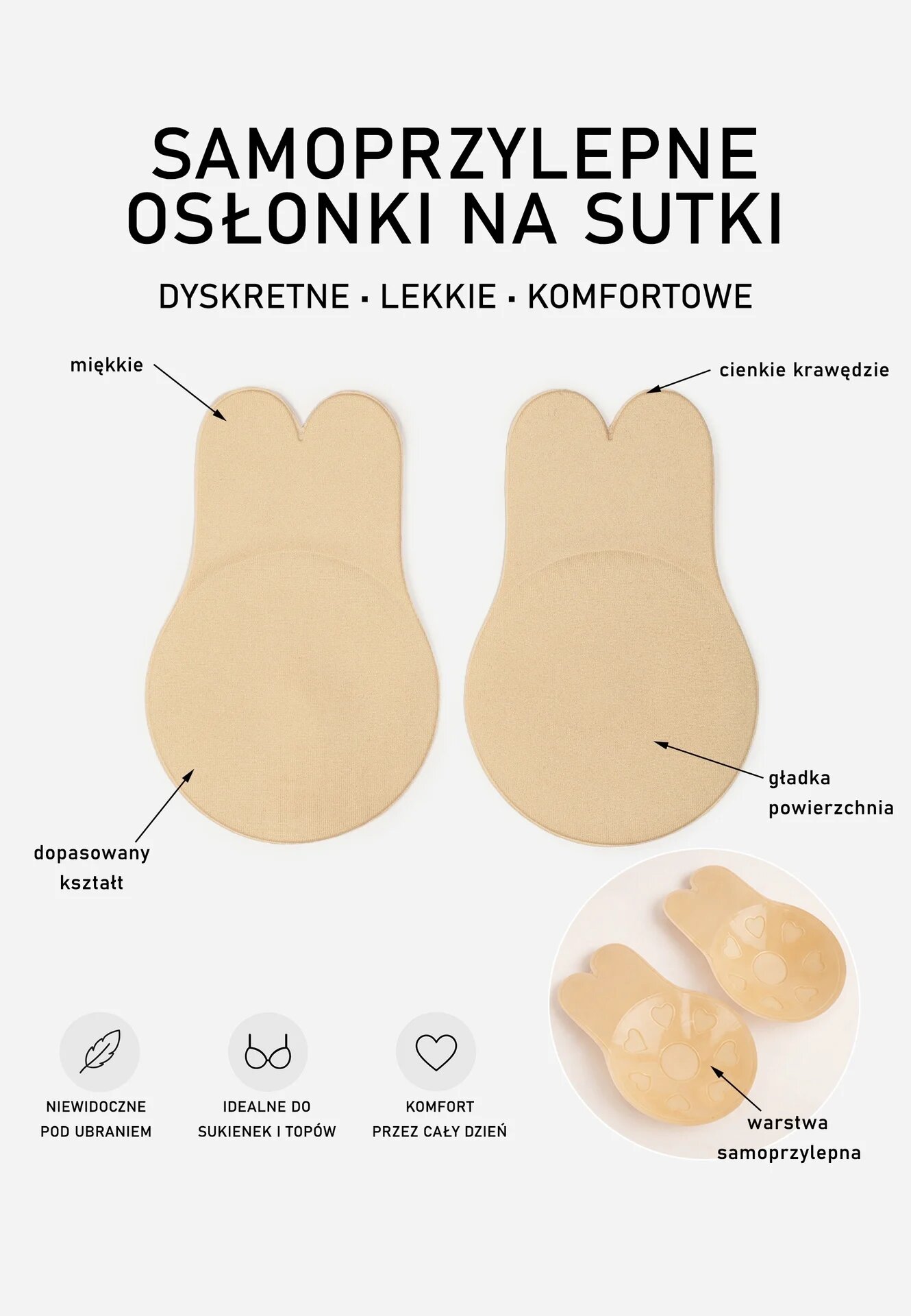  Sutien Bej 2 Pernuțe Adezive Femke