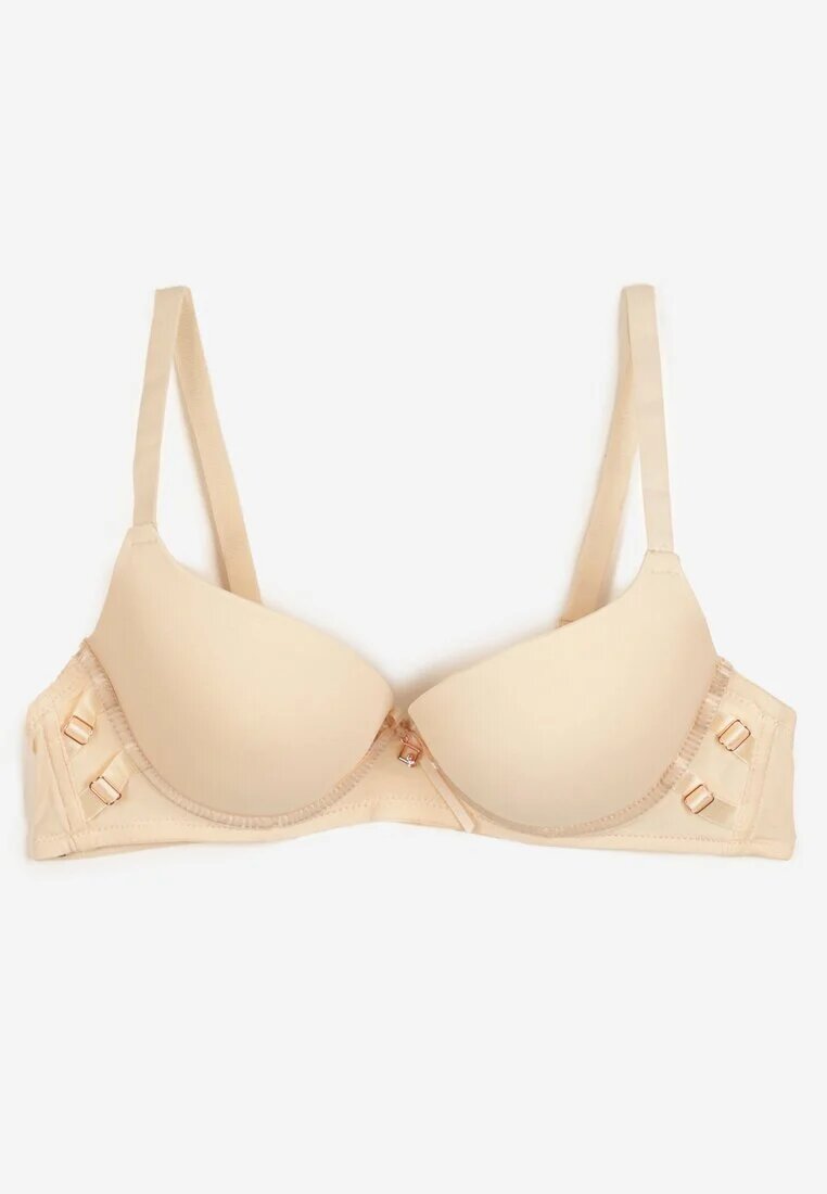  Sutien bej Cupă B Push-up Cu bretele reglabile Decorat cu aplicație Alerisia