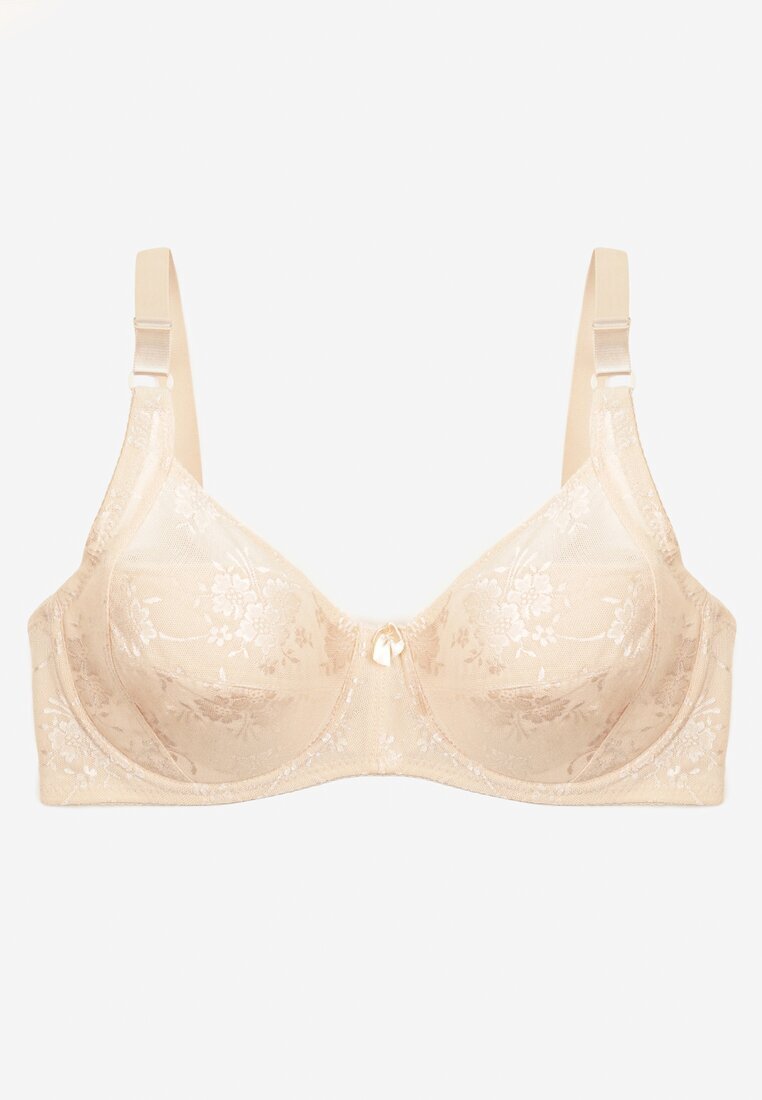  Sutien Bej deschis din Dantelă Full Cup cu Bretele Reglabile Dimela