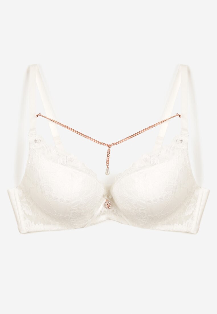  Sutien Bej Deschis Push-up Decorat cu lănțișor cu cristal Brinanna
