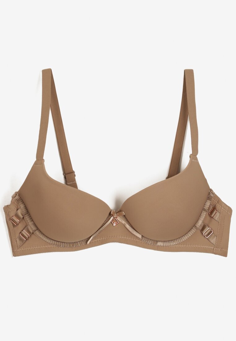  Sutien Bej închis Cupa B Push-Up cu bretele reglabile Decorat cu aplicație Alerisia