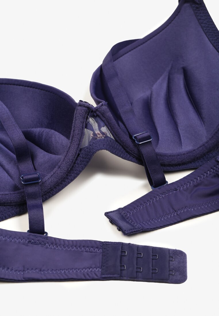  Sutien Bleu Marin cu Efect Push-up și Dantelă Decorativă Emithria
