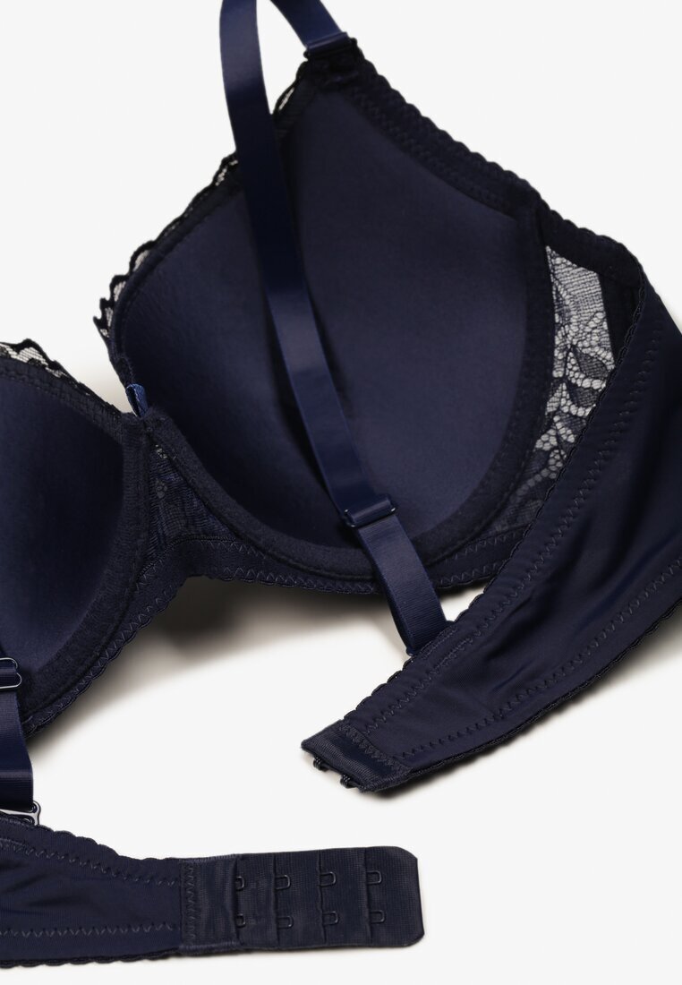  Sutien bleumarin dantelat cu motiv floral Nelamis