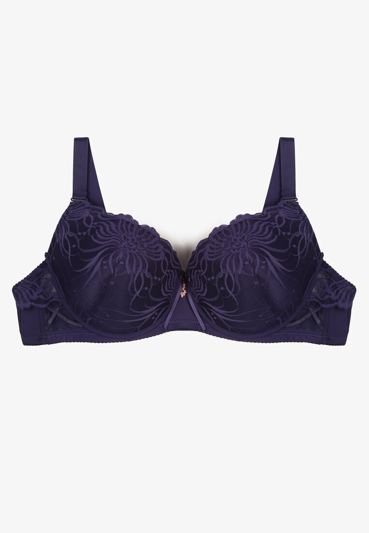  Sutien Bleumarin Din Dantelă cu croială Full Cup cu fundiță decorativă Doriri
