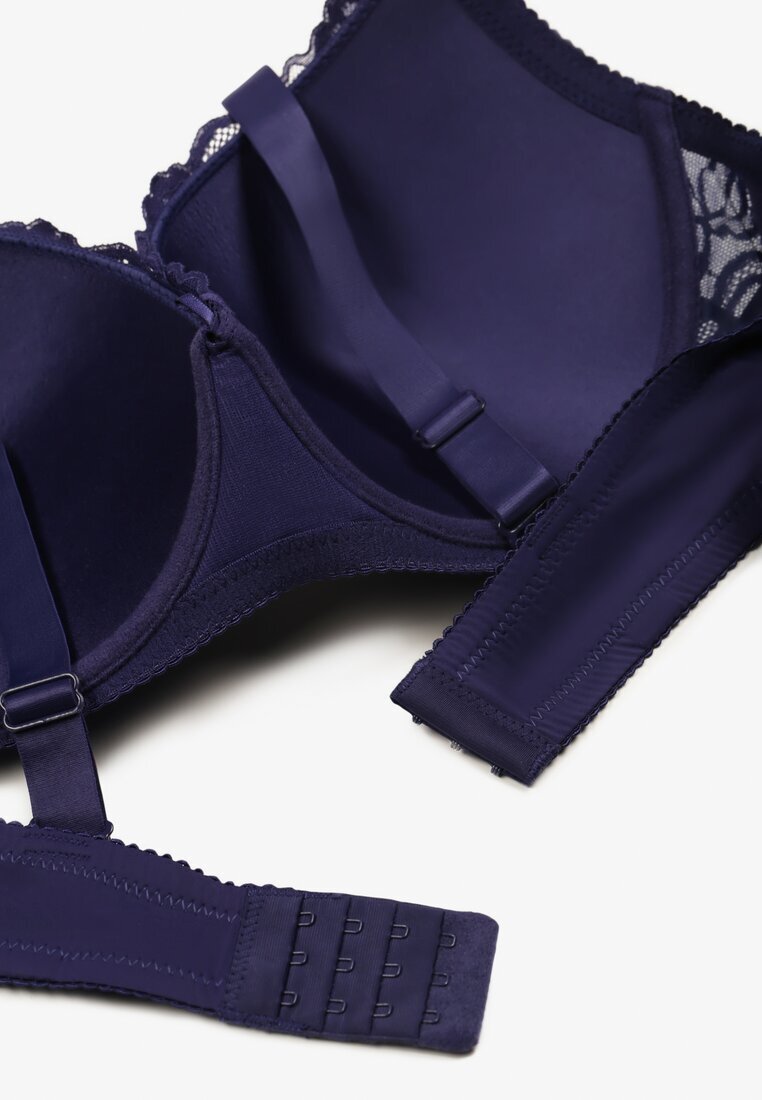  Sutien Bleumarin Din Dantelă cu croială Full Cup cu fundiță decorativă Doriri