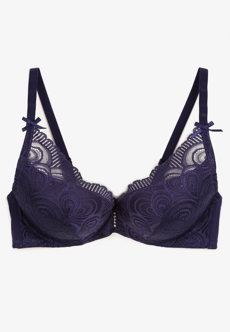  Sutien bleumarin din dantelă Push-Up Telovia