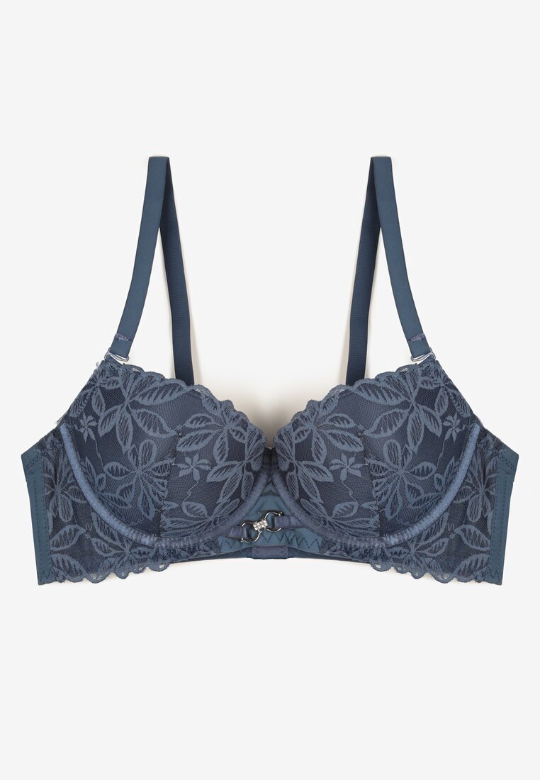  Sutien Bleumarin Push-up cu dantelă cu bretele detașabile și reglaj