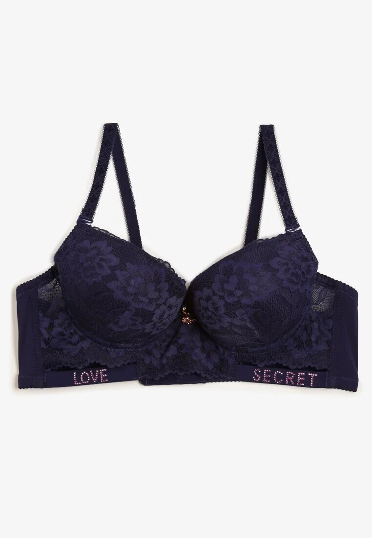  Sutien Bleumarin Push-up Decorat cu dantelă și inscripții cu paiete Elisei
