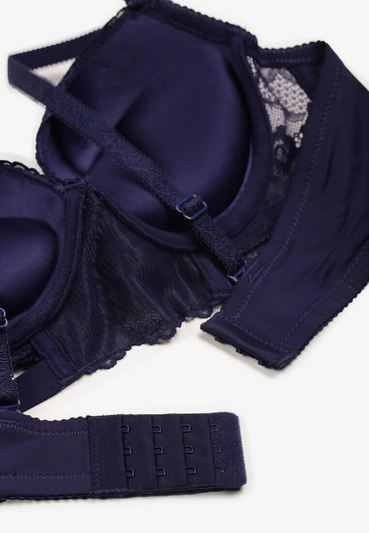  Sutien Bleumarin Push-up Decorat cu dantelă și inscripții cu paiete Elisei