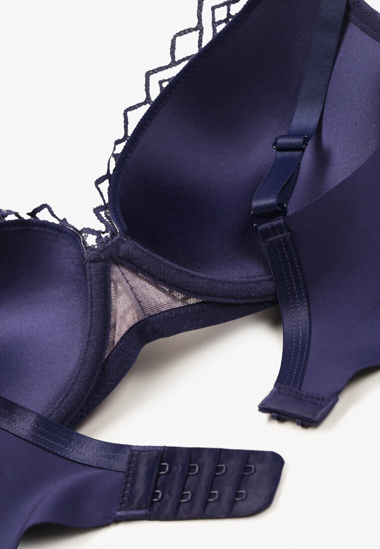  Sutien Bleumarin-Roz din dantelă cu efect push-up Dimettra