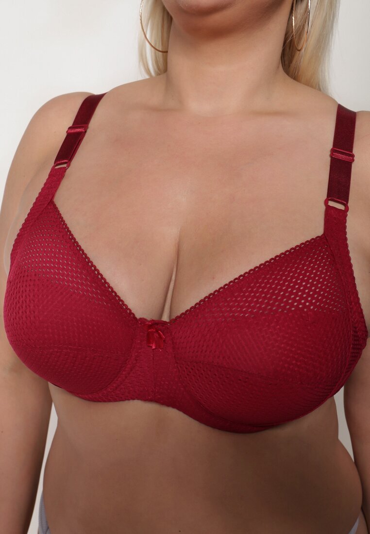  Sutien Bordo Decorat cu Perforații cu Croi Full Cup Erreviana