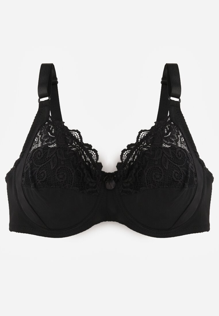 Sutien Clasic Negru Decorat cu Dantelă Terisa