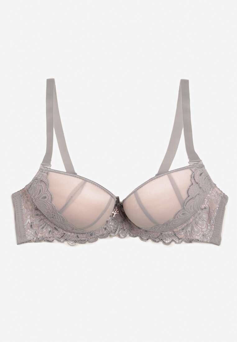  Sutien Dantelat Gri-Roz Push-up Bliffa