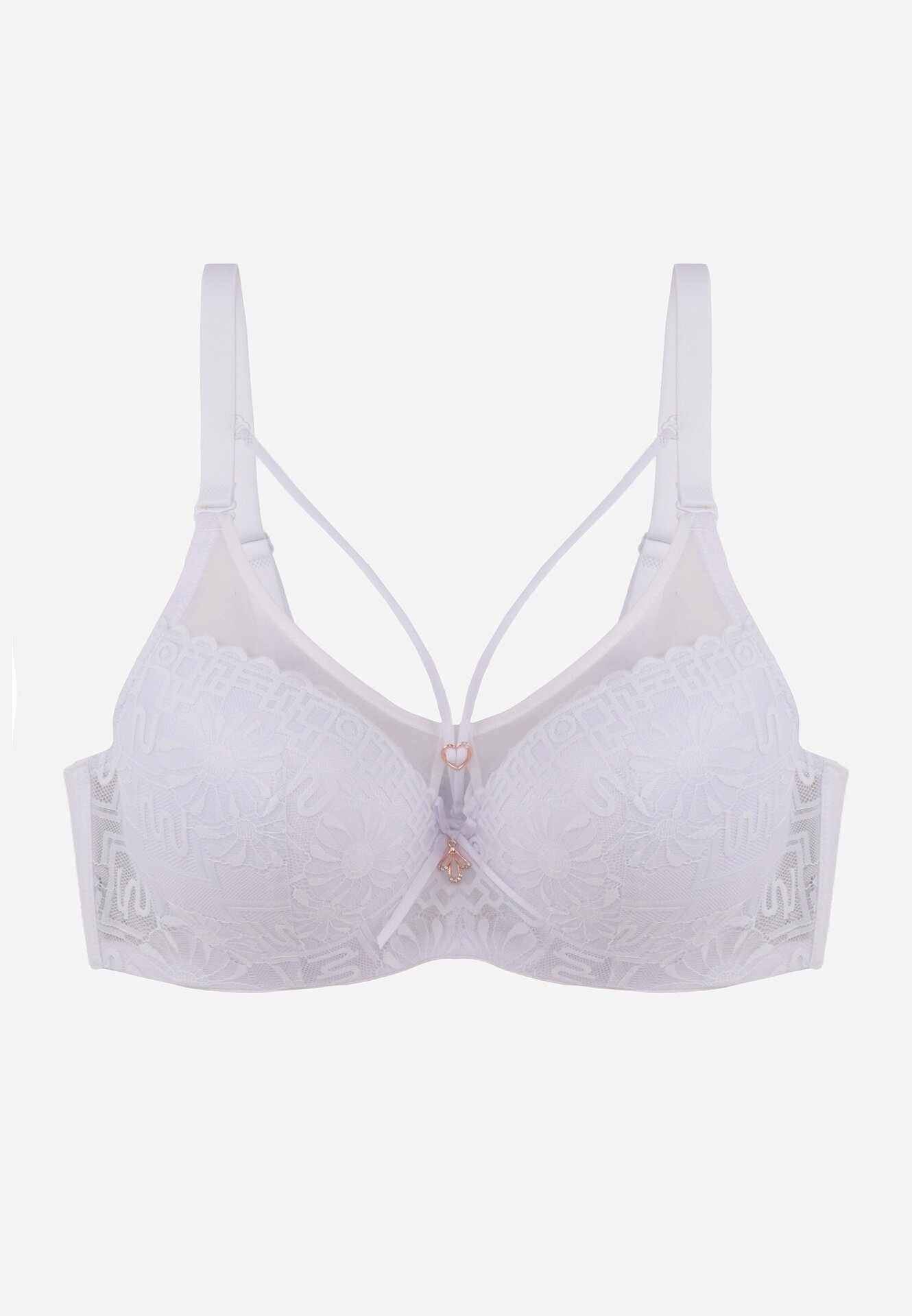  Sutien din dantelă Alb Full Cup cu bretele reglabile Nestalily