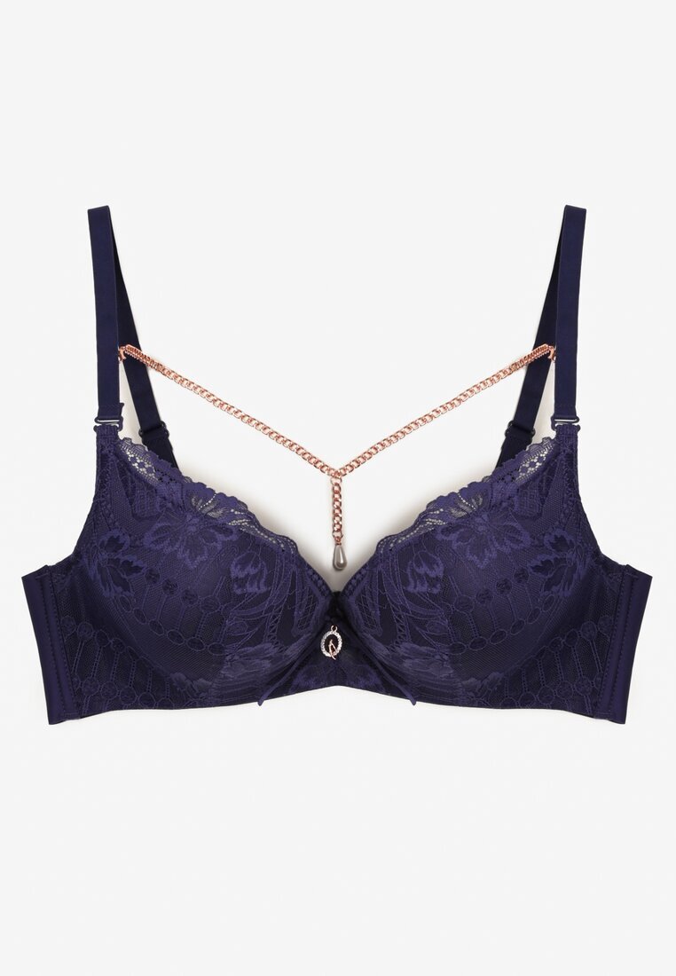  Sutien Granat Push Up Decorat cu lanț și cristale Brinanna