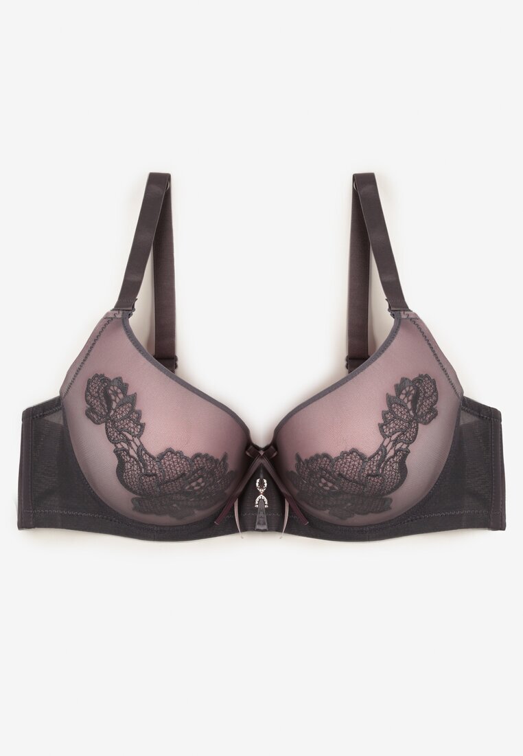  Sutien Gri Decorat cu Dantelă Full Cup Pasecia