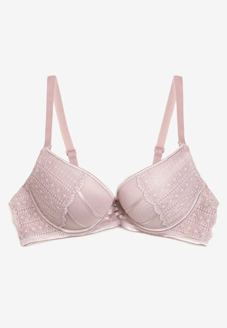  Sutien Mov deschis cu push-up decorat cu dantelă și zirconii Topazia