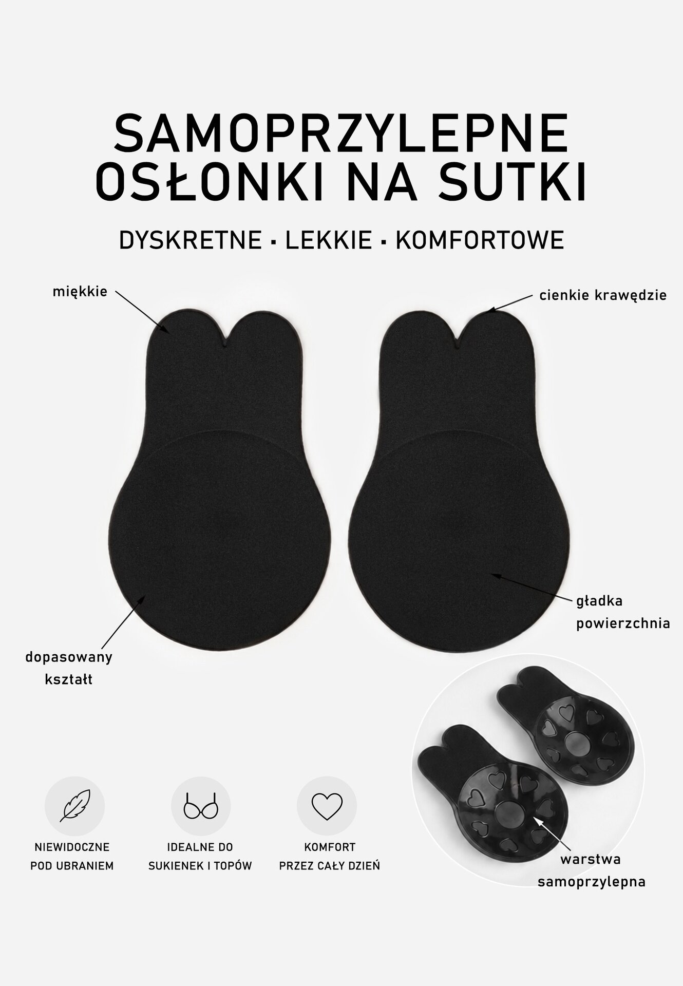  Sutien Negru 2 Pernuțe Adezive Femke