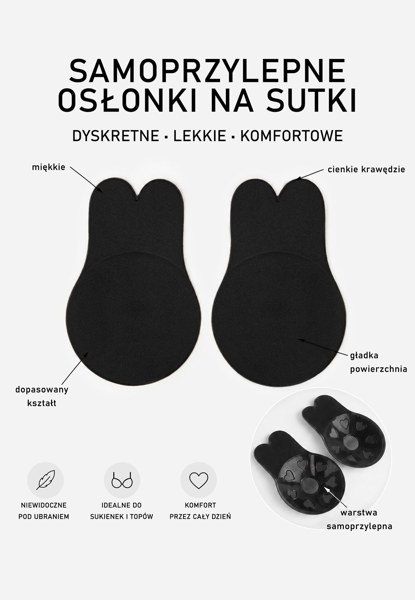  Sutien Negru 2 Pernuțe Adezive Femke