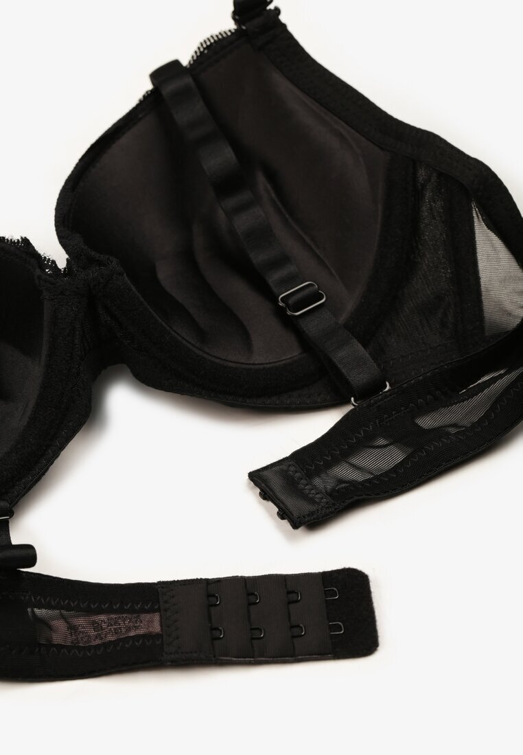  Sutien Negru Push-up cu Dantelă și Decor Metalic Norirae