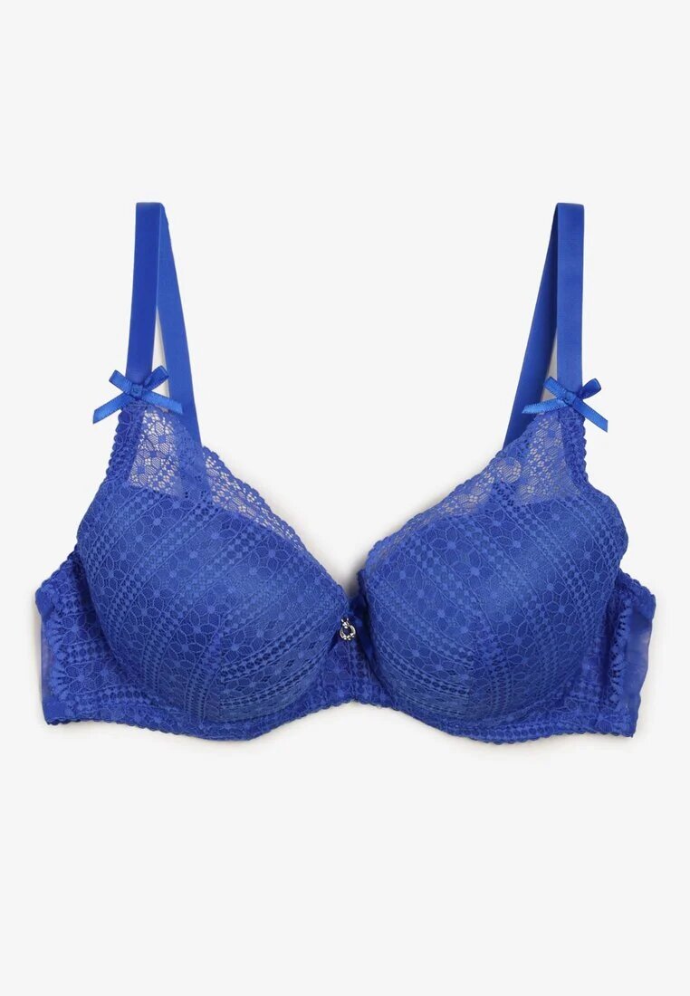  Sutien Push-up Bleumarin Decorat cu Dantelă și Zirconii Verikellia