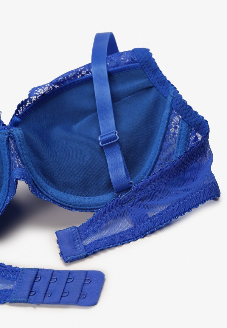  Sutien Push-up Bleumarin Decorat cu Dantelă și Zirconii Verikellia