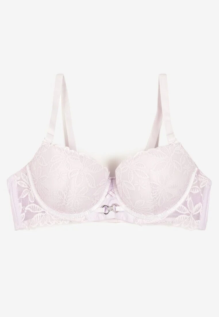  Sutien Push Up Mov deschis Decorat cu dantelă cu bretele detașabile și ajustabile