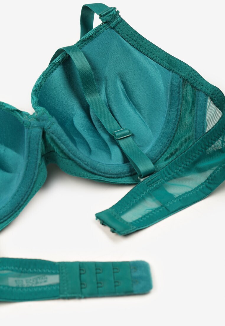  Sutien Push-up Verde închis cu Dantelă și Ornament Metalic Norirae