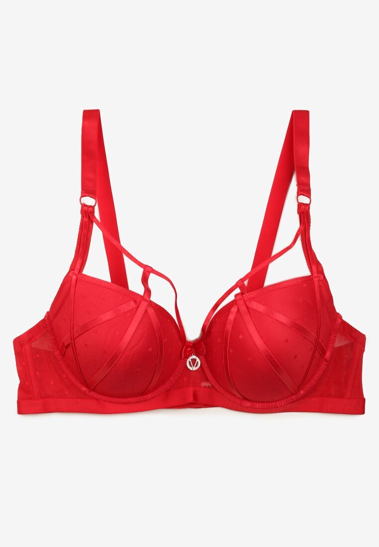  Sutien Roșu Întărit cu Bretele Decorative Idiaria