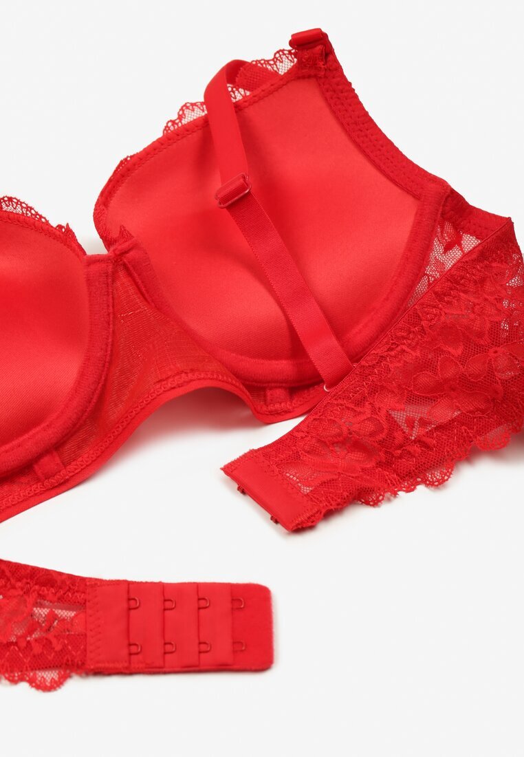  Sutien Roșu Push-up Decorat cu Dantelă Temirenna