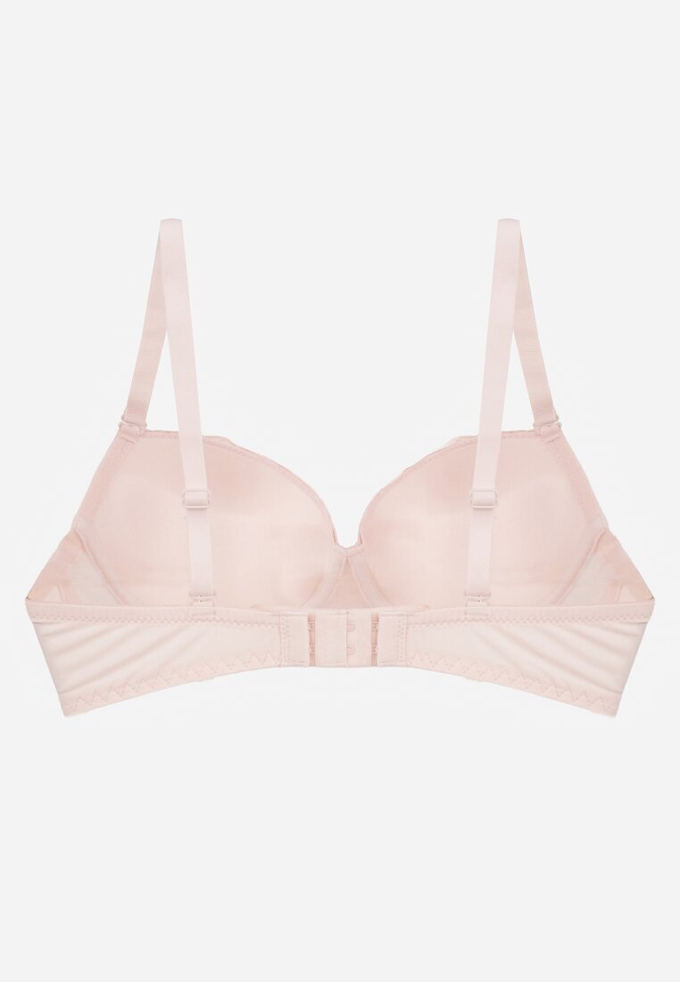  Sutien Roz Push-up Decorat cu dantelă cu bretele detașabile și reglabile