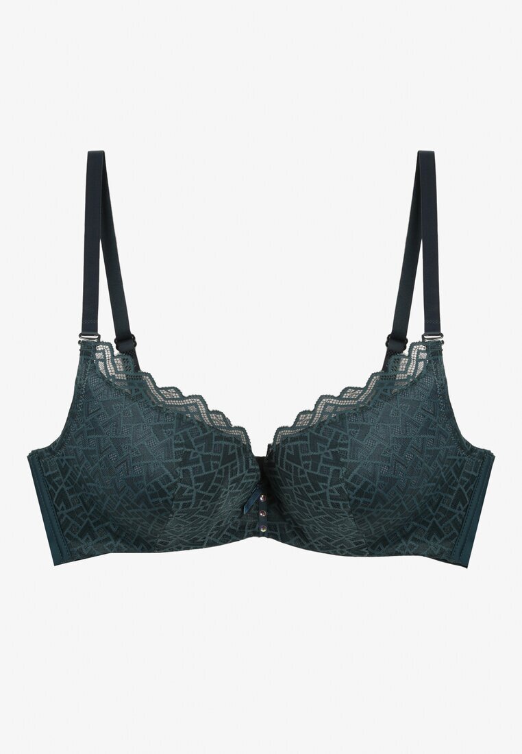  Sutien verde închis din dantelă cu efect Push-Up Dimettra