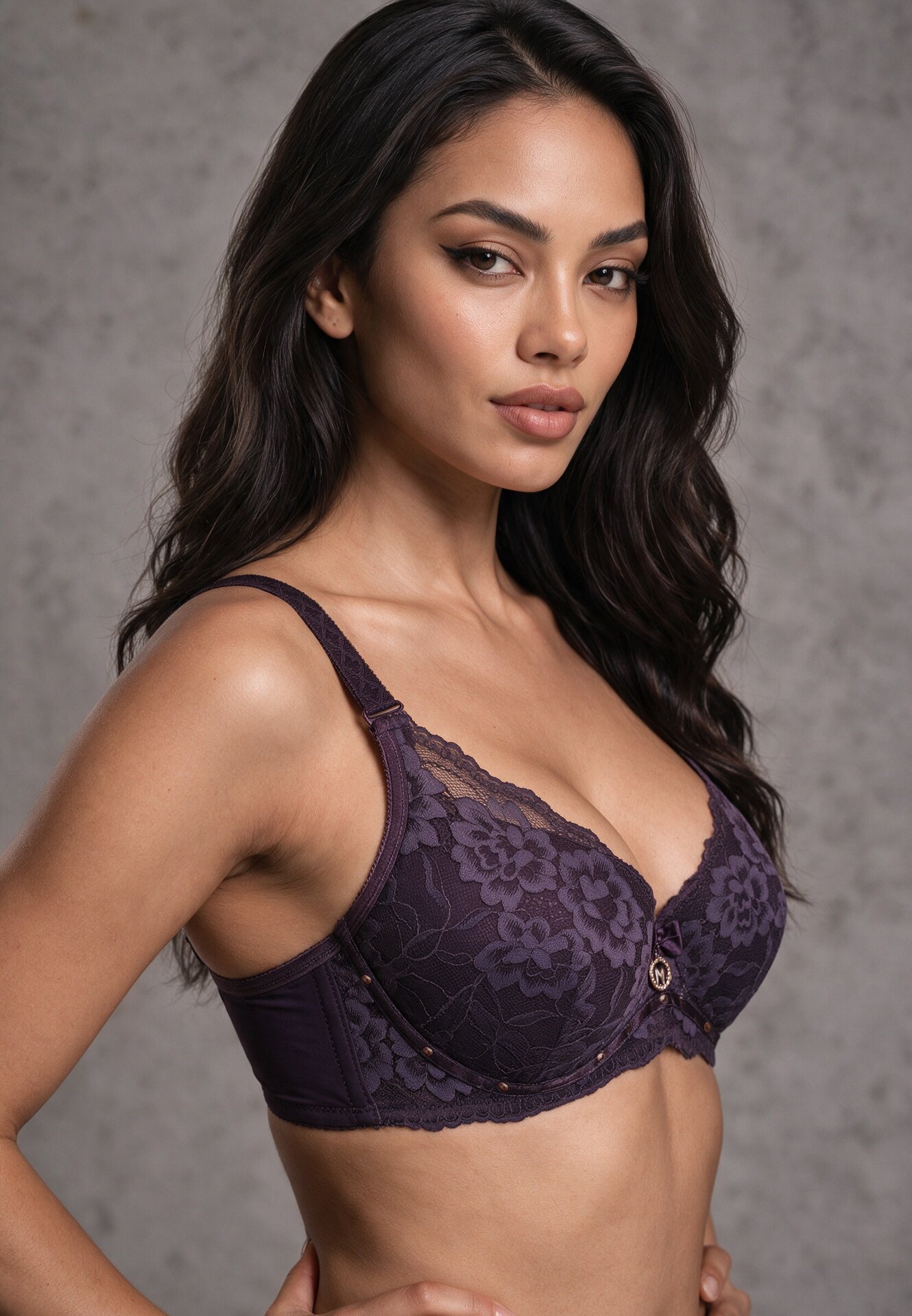  Sutien Violet cu Dantelă și Funcție Push Up Wifia