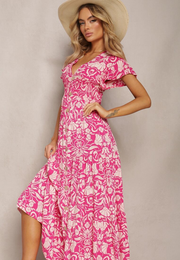 sweet&girl Rochie Maxi Rozalie Cloș cu Decolteu Petrecut cu Imprimeu Floral Leivori
