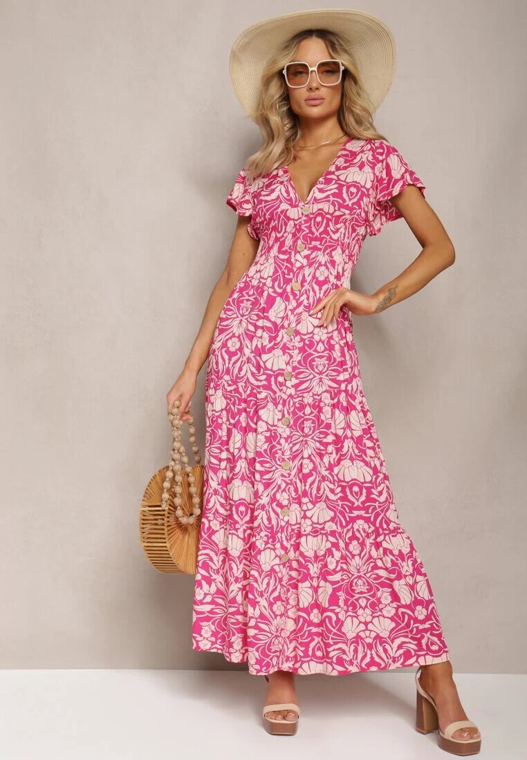 sweet&girl Rochie Maxi Rozalie Cloș cu Decolteu Petrecut cu Imprimeu Floral Leivori