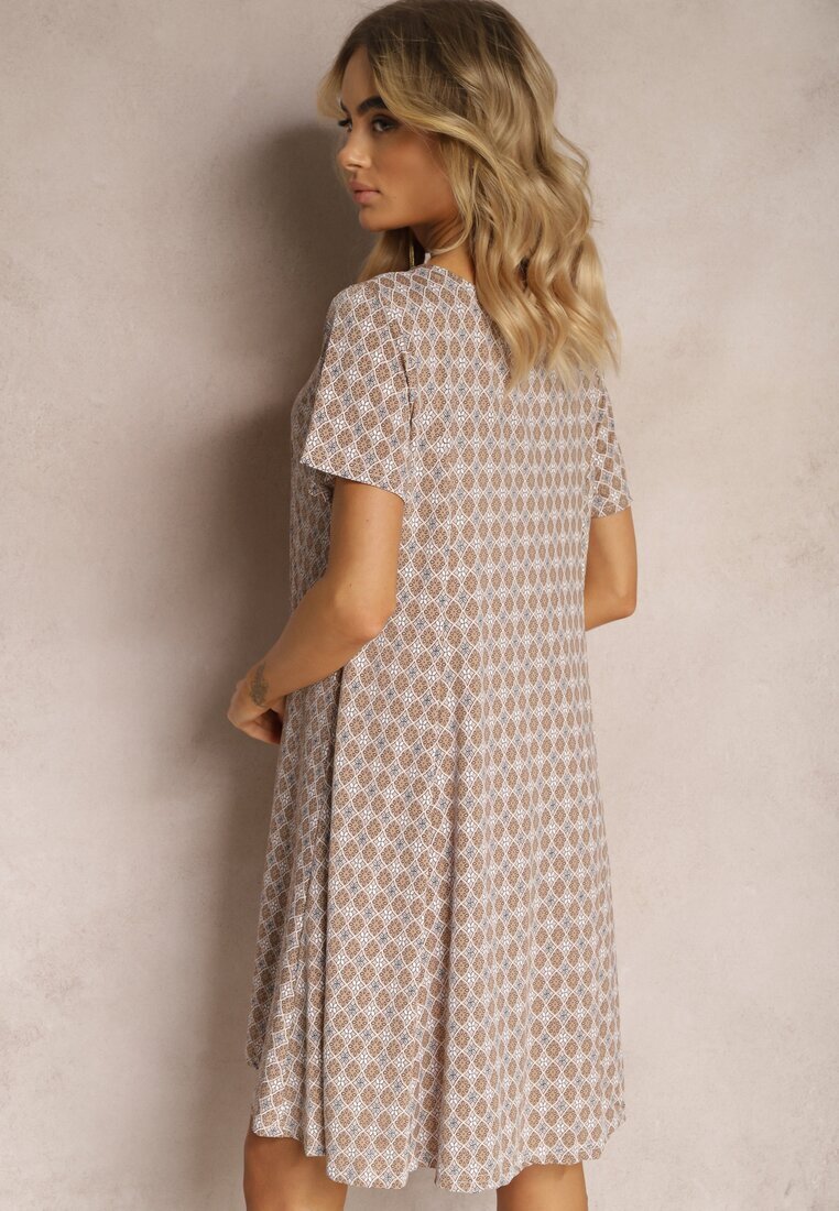 sweet&girl Rochie Mini Maro-Bej din Vâscoză cu poale evazate Lontassa