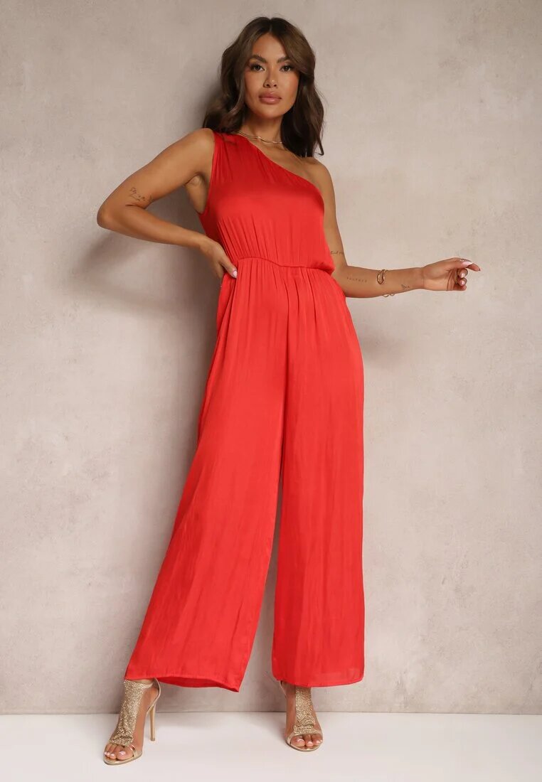 sweewe Salopetă Roșie De cocktail Pe un umăr Cu pantaloni largi Și cu elastic în talie Vimalitas