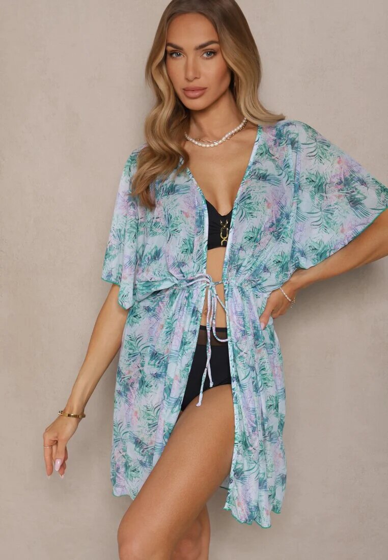 swest Acoperitoare de plajă Verde cu legătură cu model floral Mevelaura