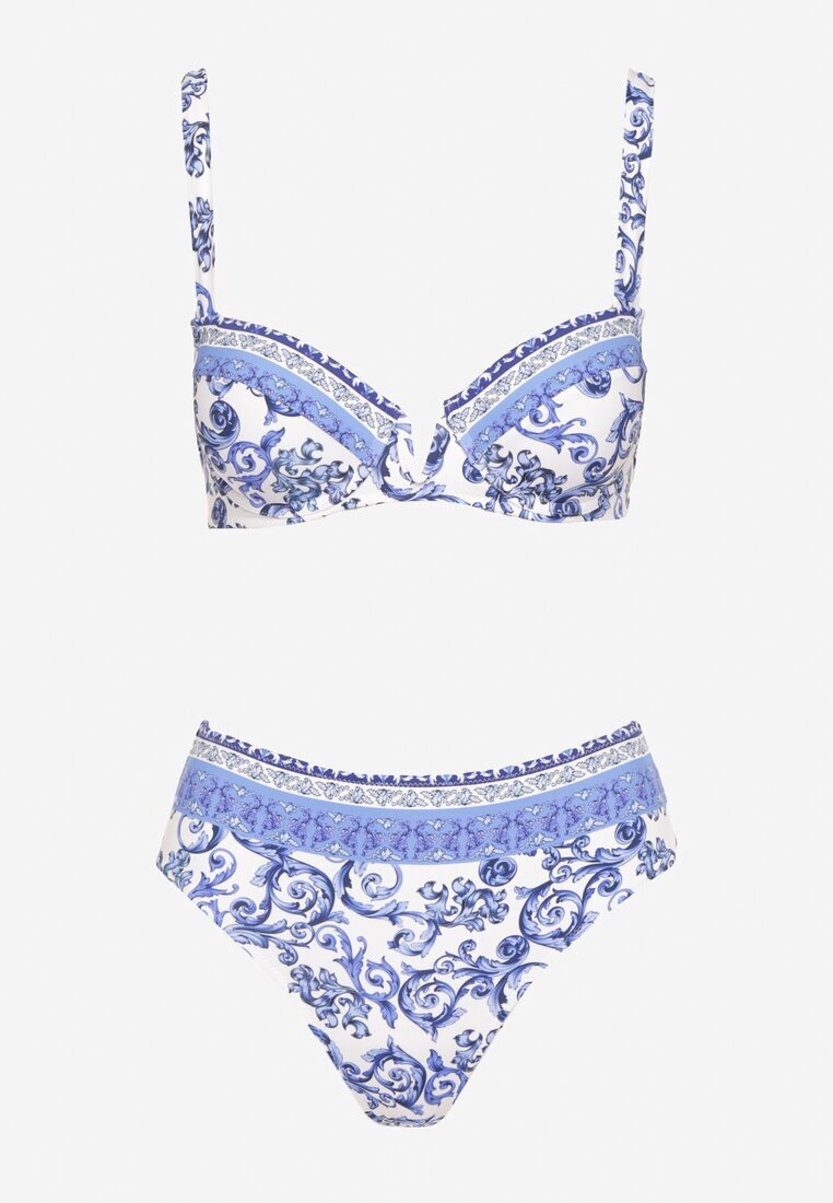 swest Bikini Albastru Cu imprimeu ornamental Sutien și Chiloți Mirulea