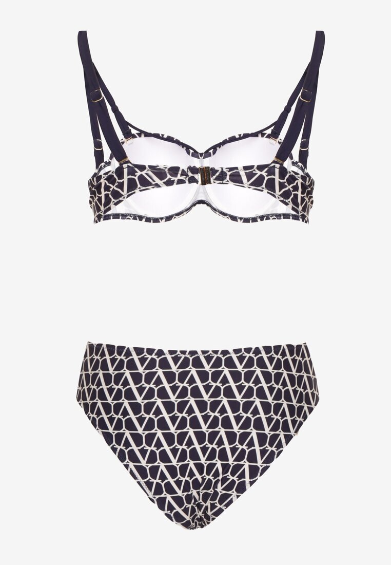 swest Bikini Bleumarin Sutien și Chiloți Tip Slip cu Model Geometric Linarissa