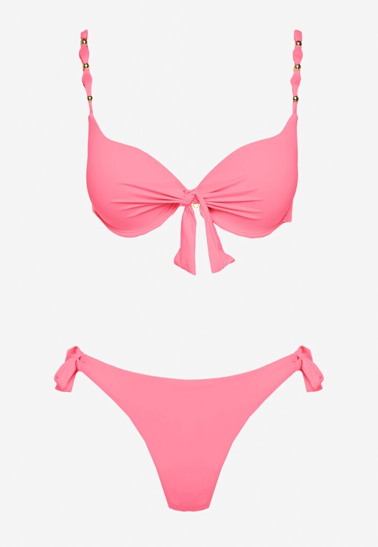 swest Bikini Chiloți și Sutien cu Legături Roz Sadeenne