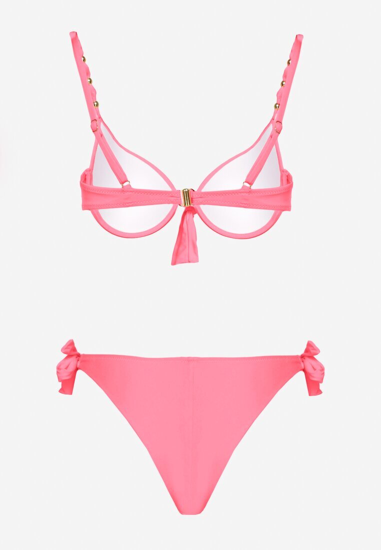 swest Bikini Chiloți și Sutien cu Legături Roz Sadeenne