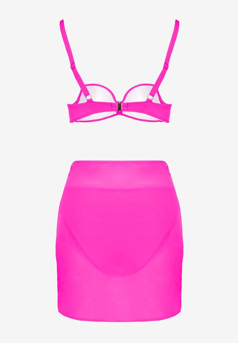 swest Bikini Fucsia Chiloți Tip Slip Sutien Încrețit și Pareo Natovena