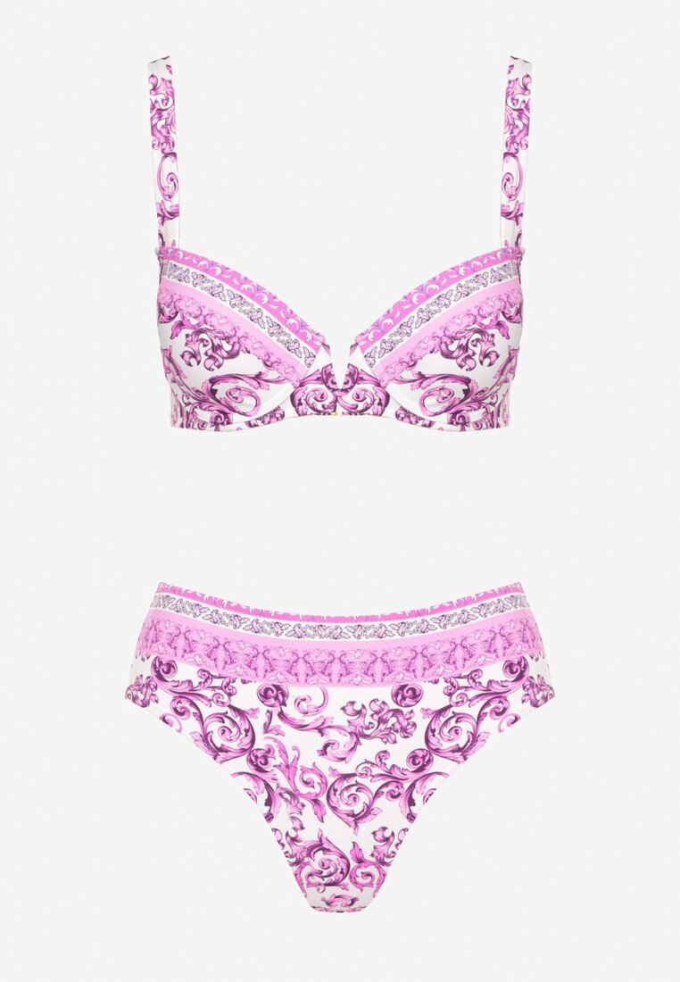 swest Bikini Fucsia Decorat Cu Imprimeu Ornamental Sutien Și Chiloți Mirulea
